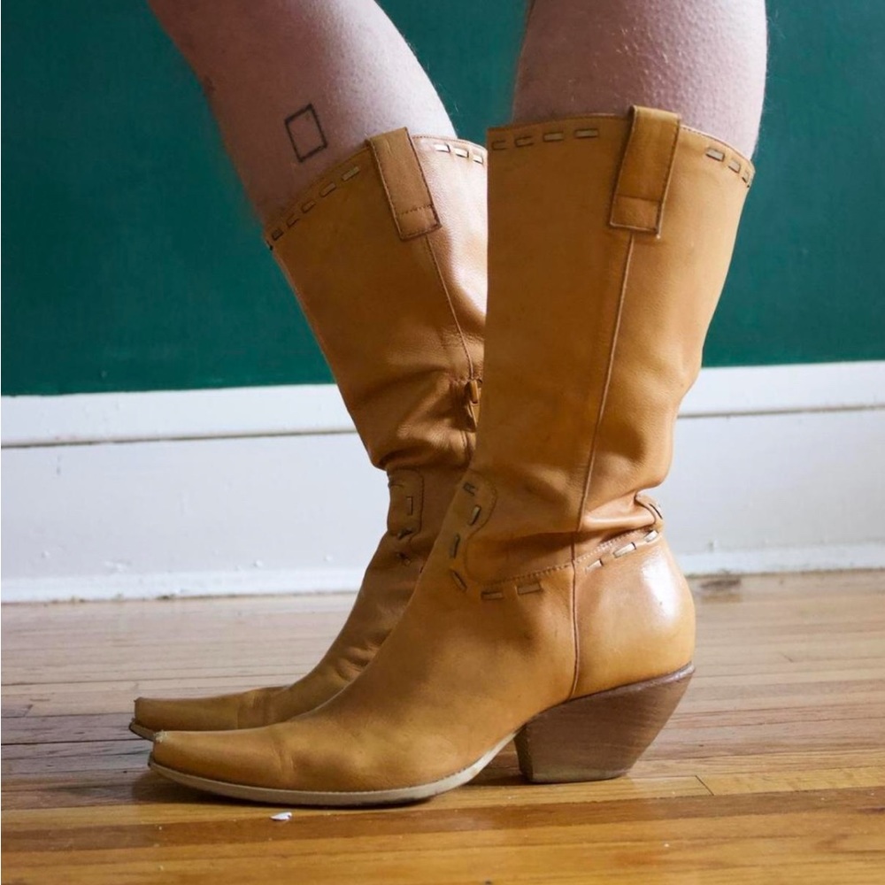 Vintage western styled boots with chunky heels